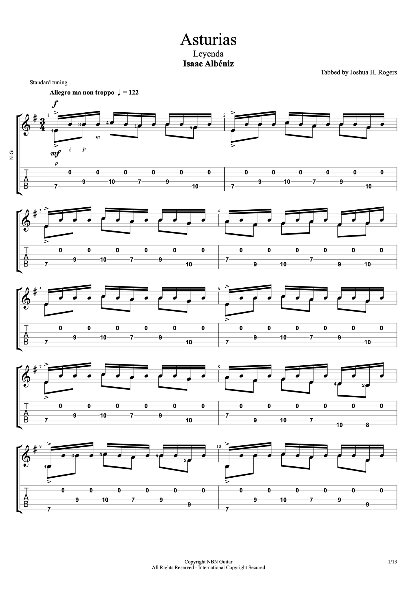 Isaac Albeniz Scores - The NBN Guitar Isaac Albeniz Collection