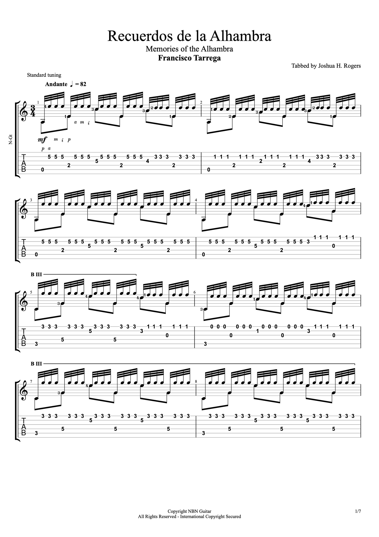 Ten Tárrega Scores - The NBN Guitar Francisco Tárrega Collection
